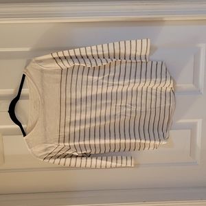 Chicos white and khaki striped 3/4 sleeve  medium
